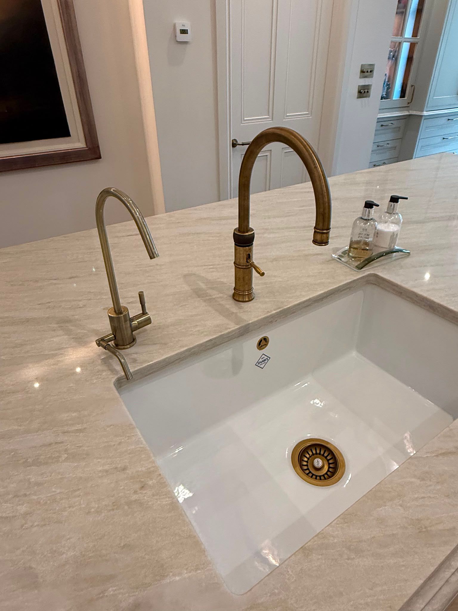 Taj Mahal quartz worktop with undermount sink in North Shields