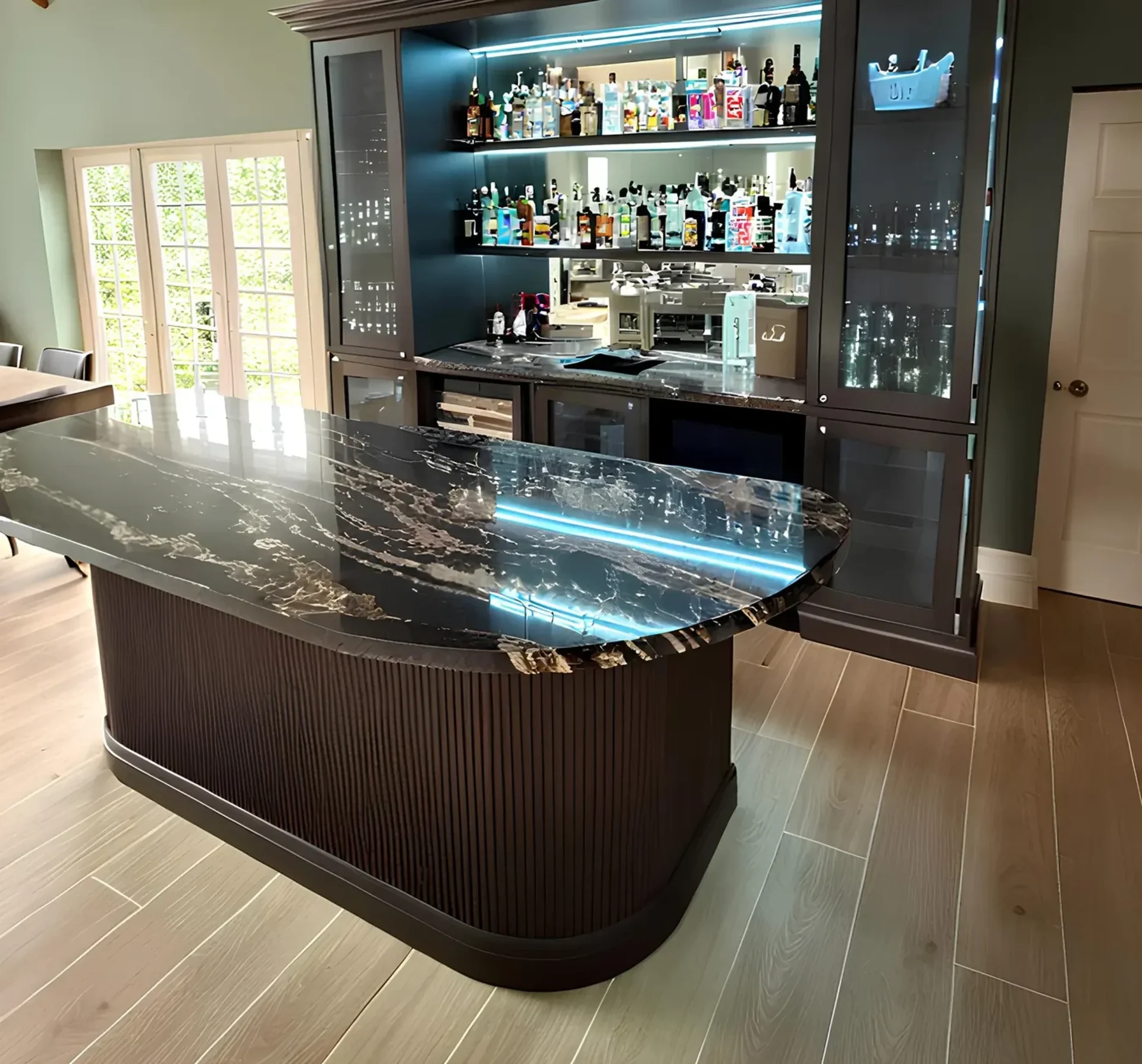 Granite Worktops North Shields – black granite kitchen island fabricated and installed by RH Stone Surfaces