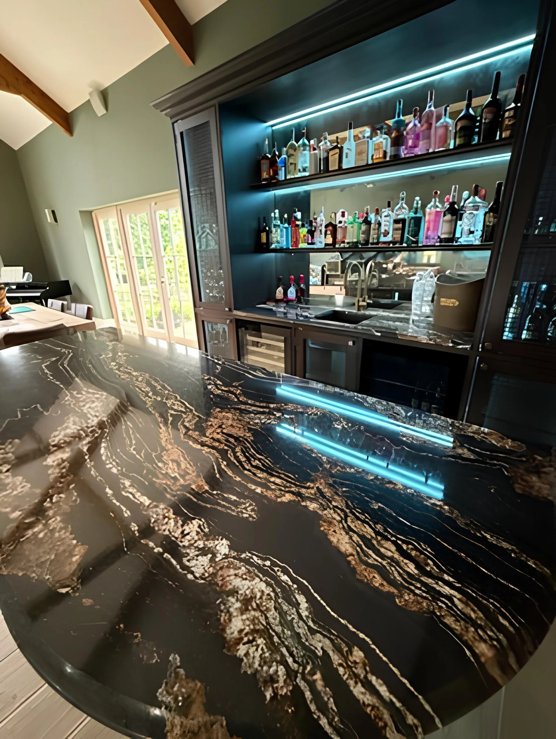 Granite worktops fitted to a home bar project in County Durham